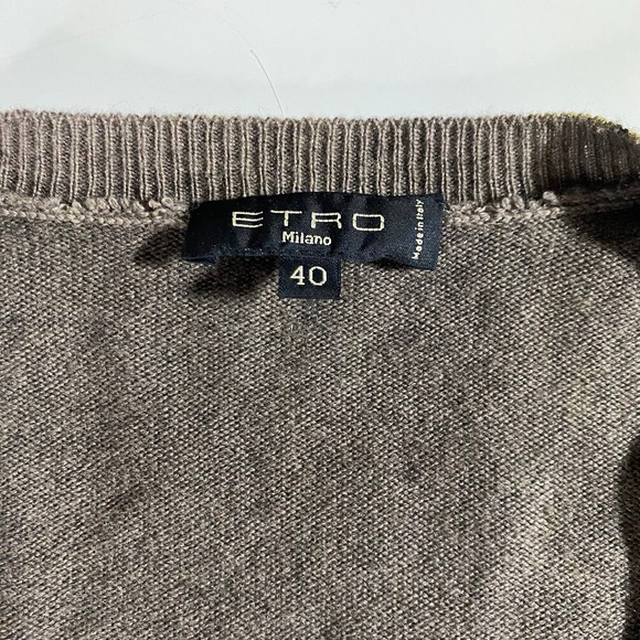 Etro Wool Cashmere AOP V Neck Sweater Women's 40 Small BOHO Cottage Core - Picture 3 of 9